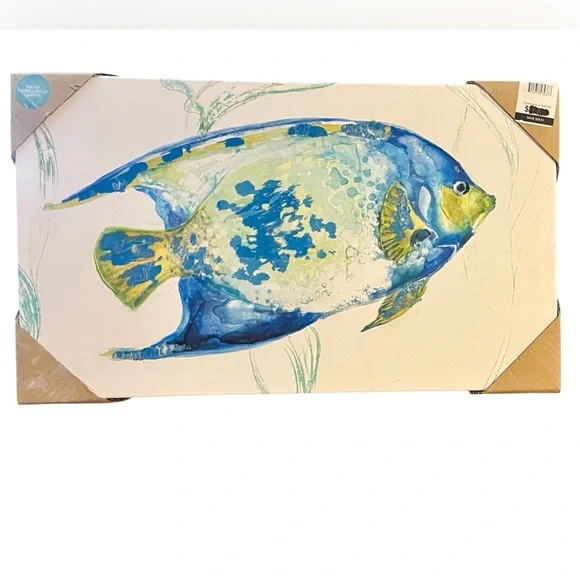 Vibrant Blue and Green Fish Art New With Tags - Picture 4 of 5